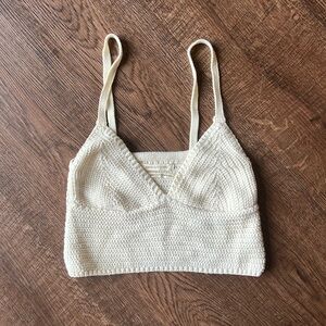 UO Crochet Crop Top Cream Sz S
